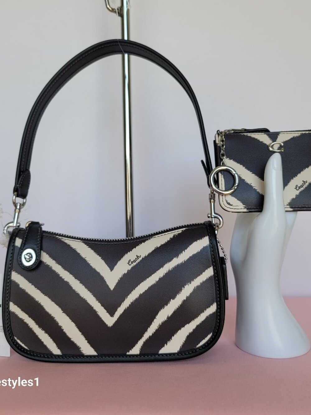 COACH Swinger 20 Zebra Print Small Bag And Mini Skinny ID Case SET- Zebra Prt⭐